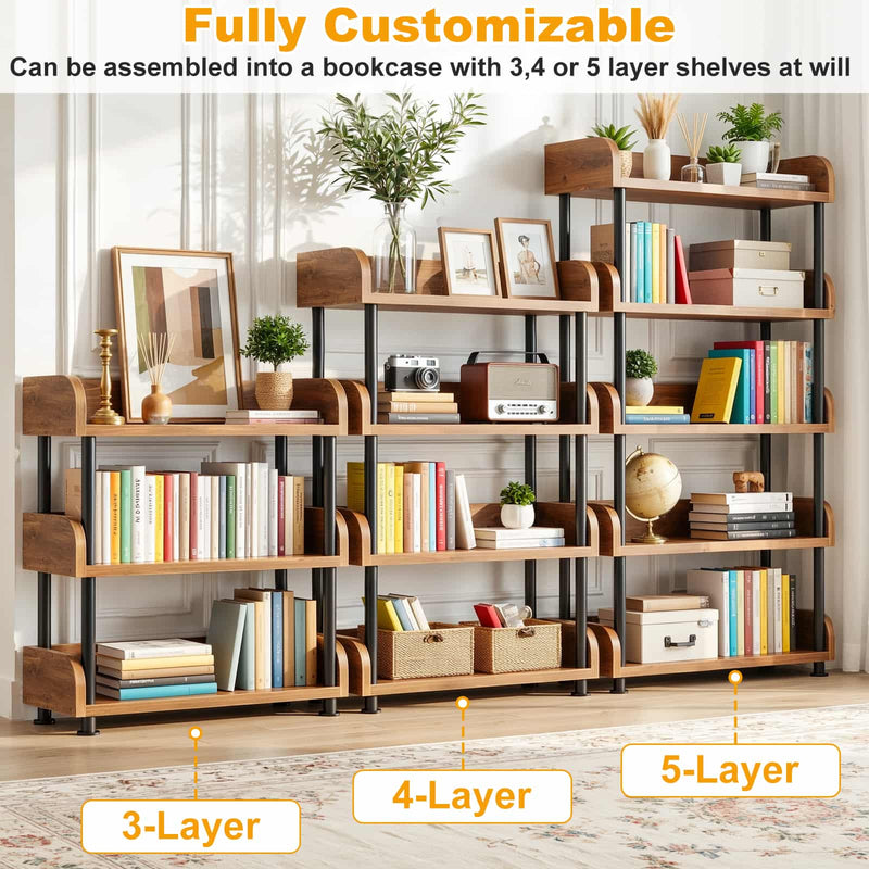31.5" Width 5-Tier Modern Tall Open Bookshelf