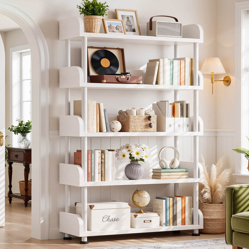 31.5" Width 5-Tier Modern Tall Open Bookshelf