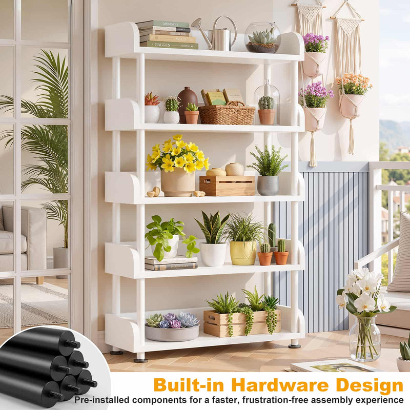 31.5" Width 5-Tier Modern Tall Open Bookshelf