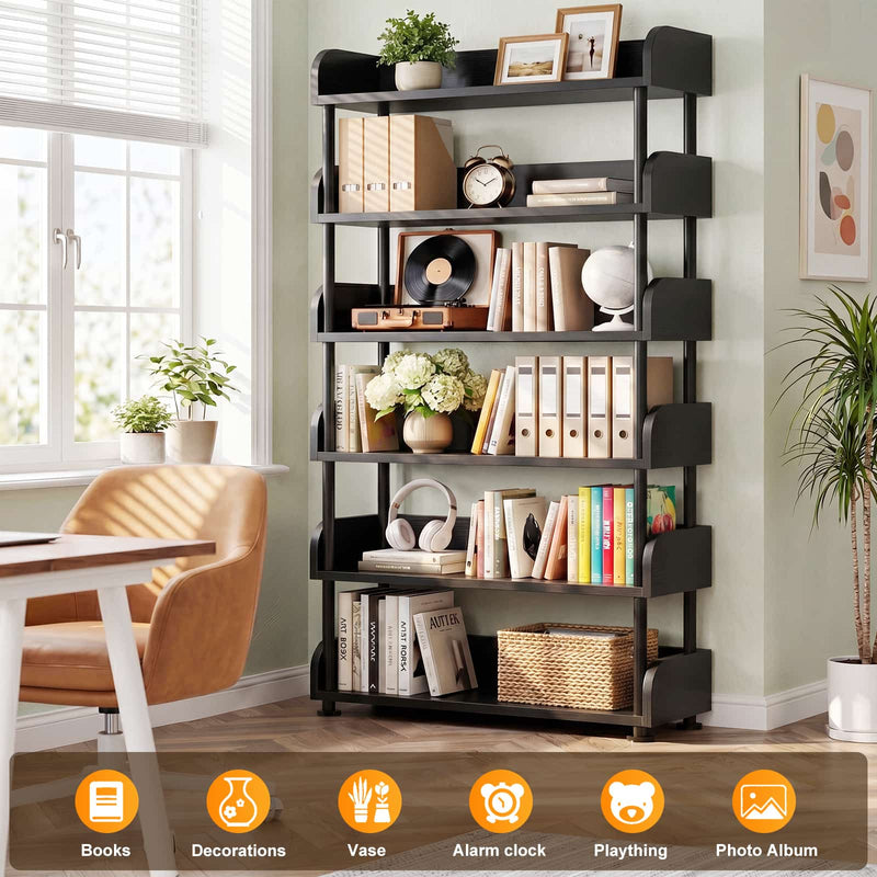 31.5"W 6-Tier Modern Open Bookshelf