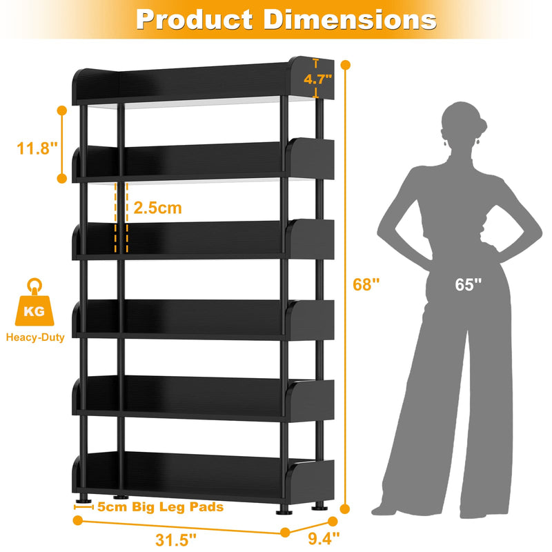 31.5"W 6-Tier Modern Open Bookshelf