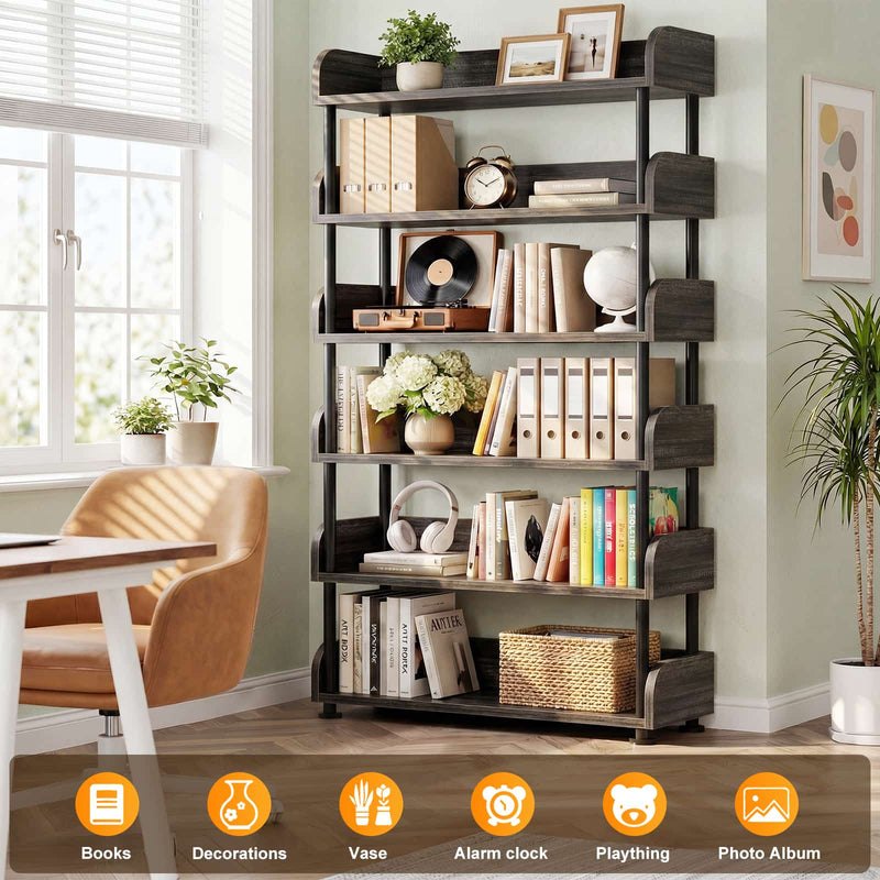 31.5"W 6-Tier Modern Open Bookshelf