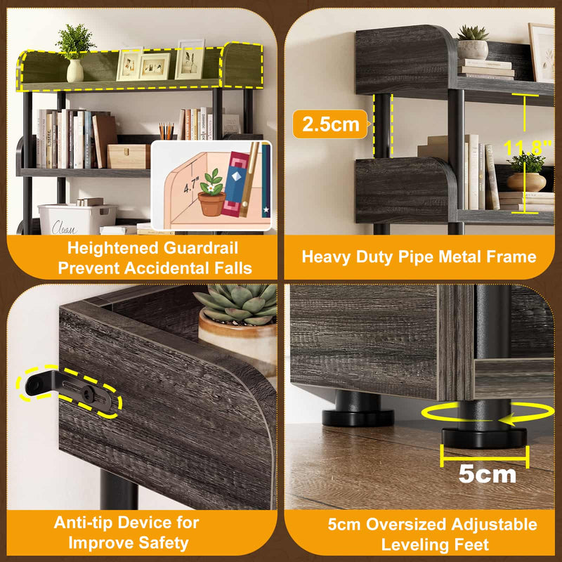 31.5"W 6-Tier Modern Open Bookshelf