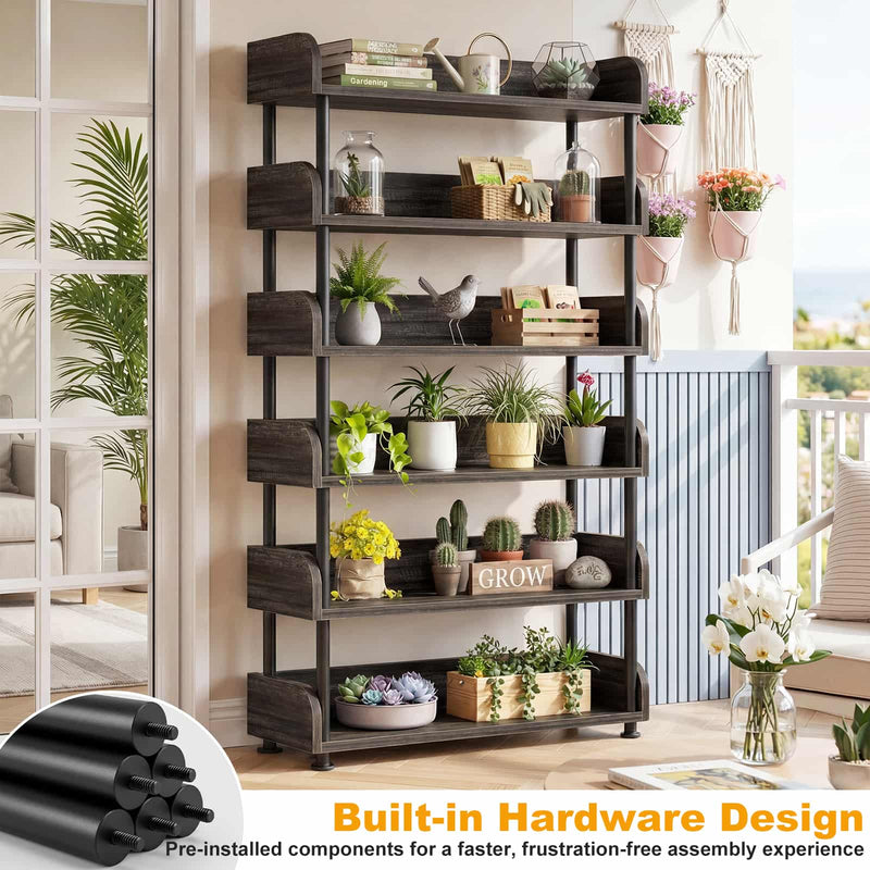 31.5"W 6-Tier Modern Open Bookshelf