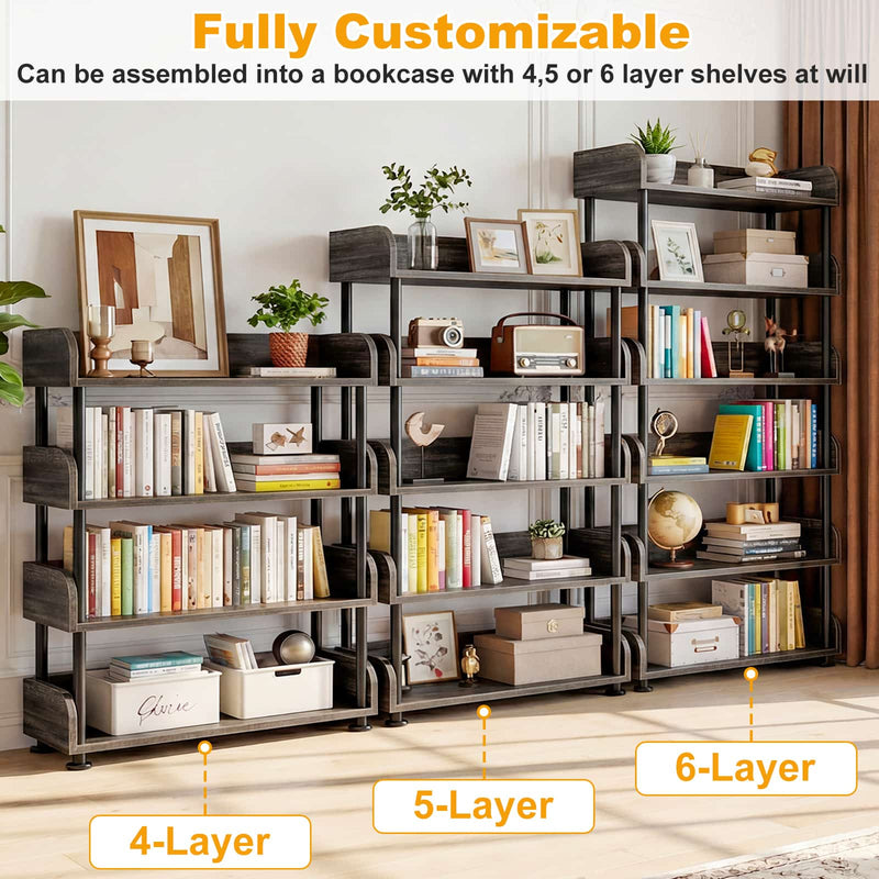 31.5"W 6-Tier Modern Open Bookshelf