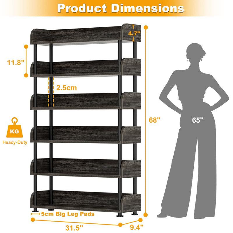 31.5"W 6-Tier Modern Open Bookshelf