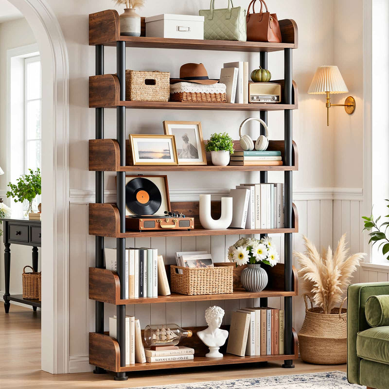31.5"W 6-Tier Modern Open Bookshelf