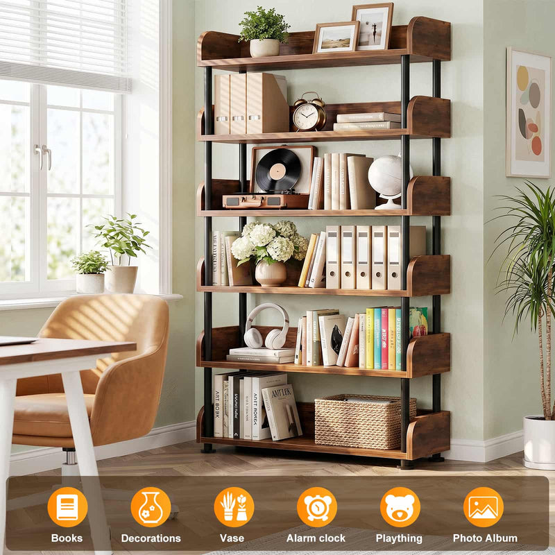31.5"W 6-Tier Modern Open Bookshelf