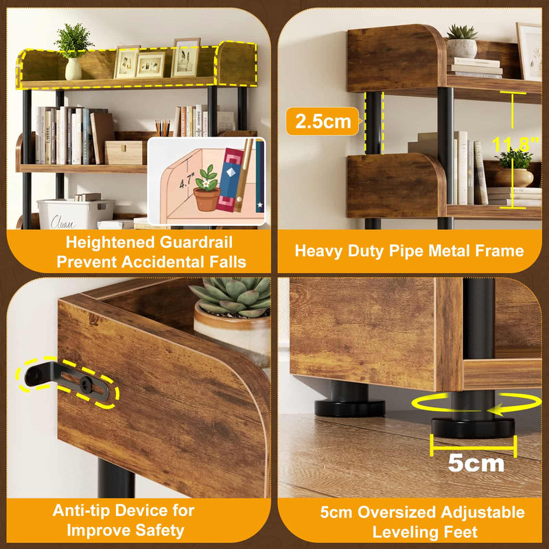 31.5"W 6-Tier Modern Open Bookshelf