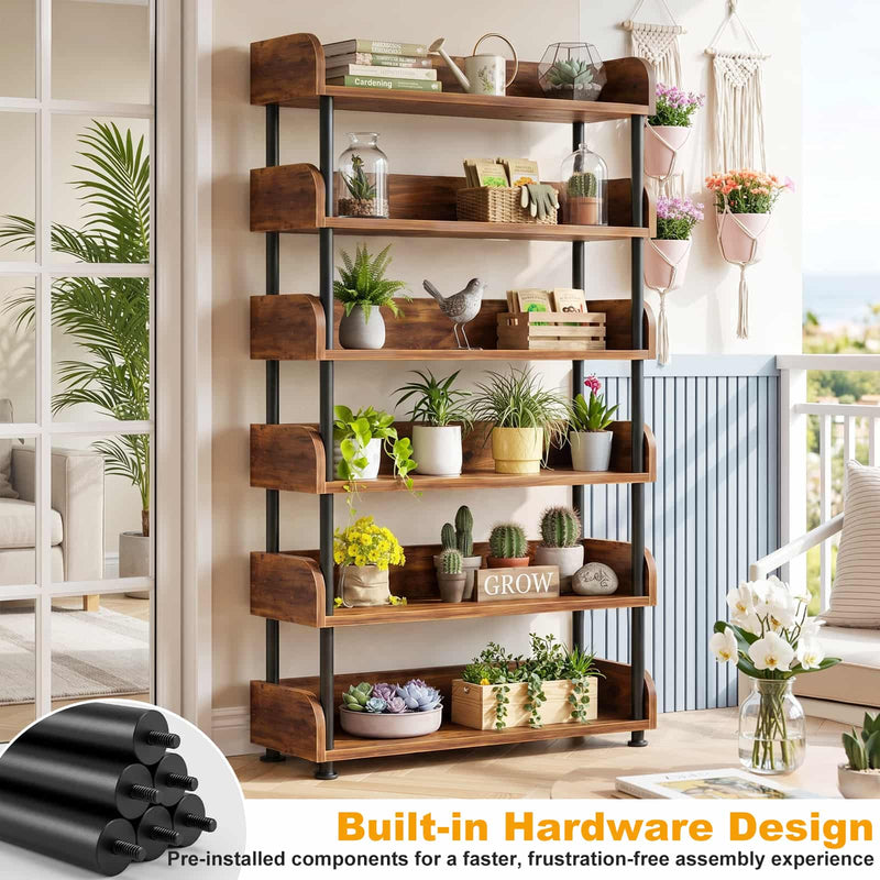 31.5"W 6-Tier Modern Open Bookshelf