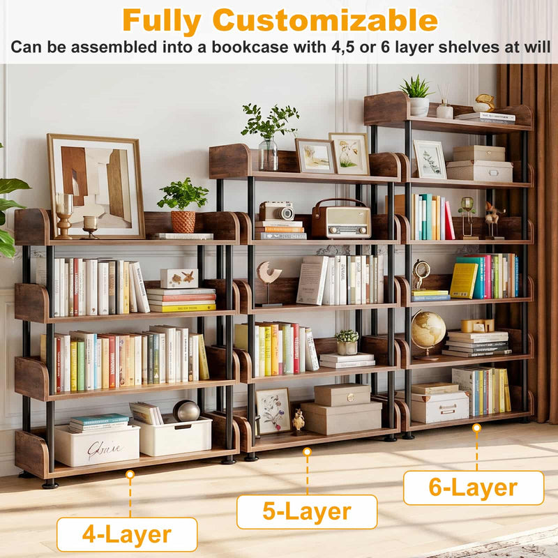 31.5"W 6-Tier Modern Open Bookshelf