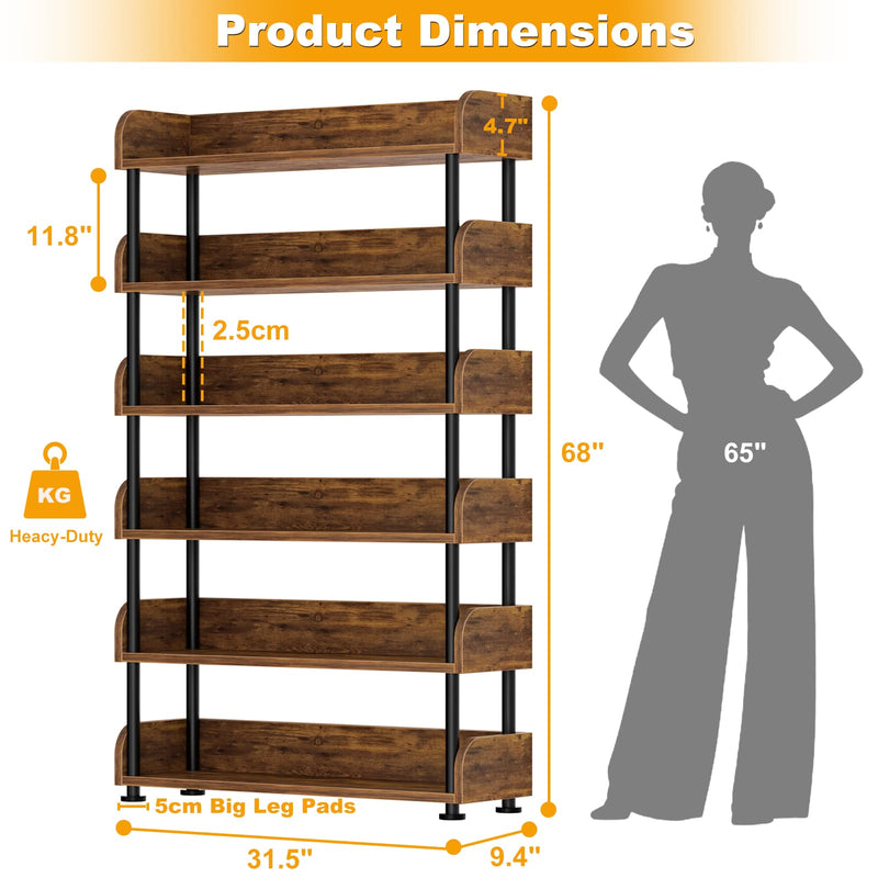 31.5"W 6-Tier Modern Open Bookshelf