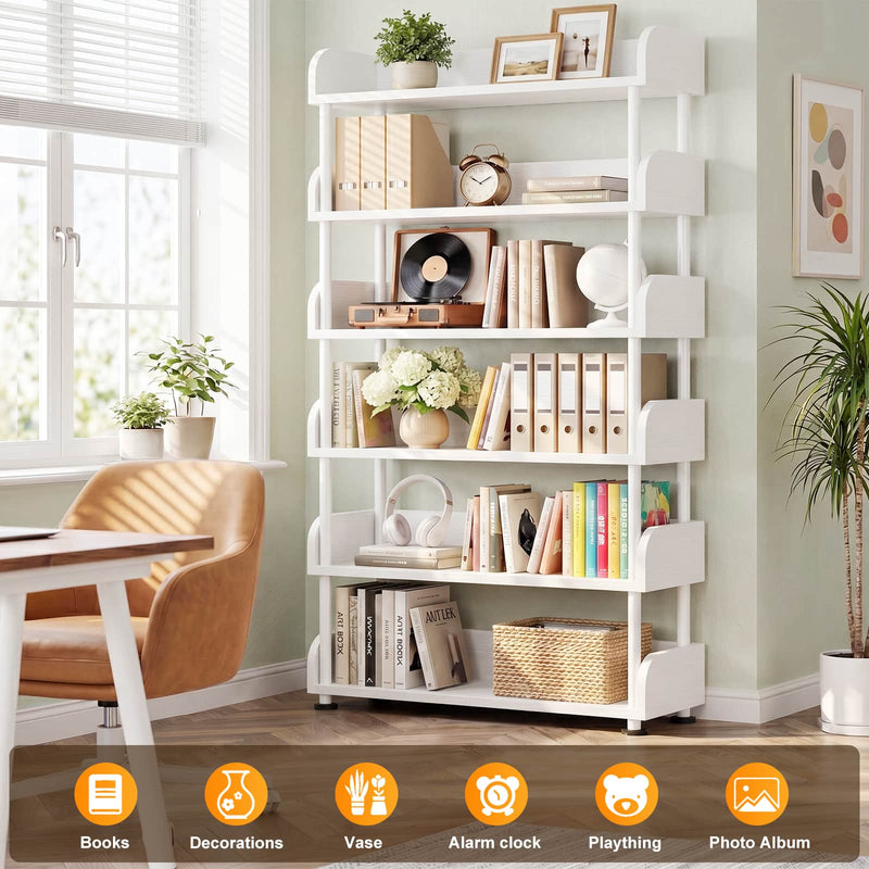 31.5"W 6-Tier Modern Open Bookshelf