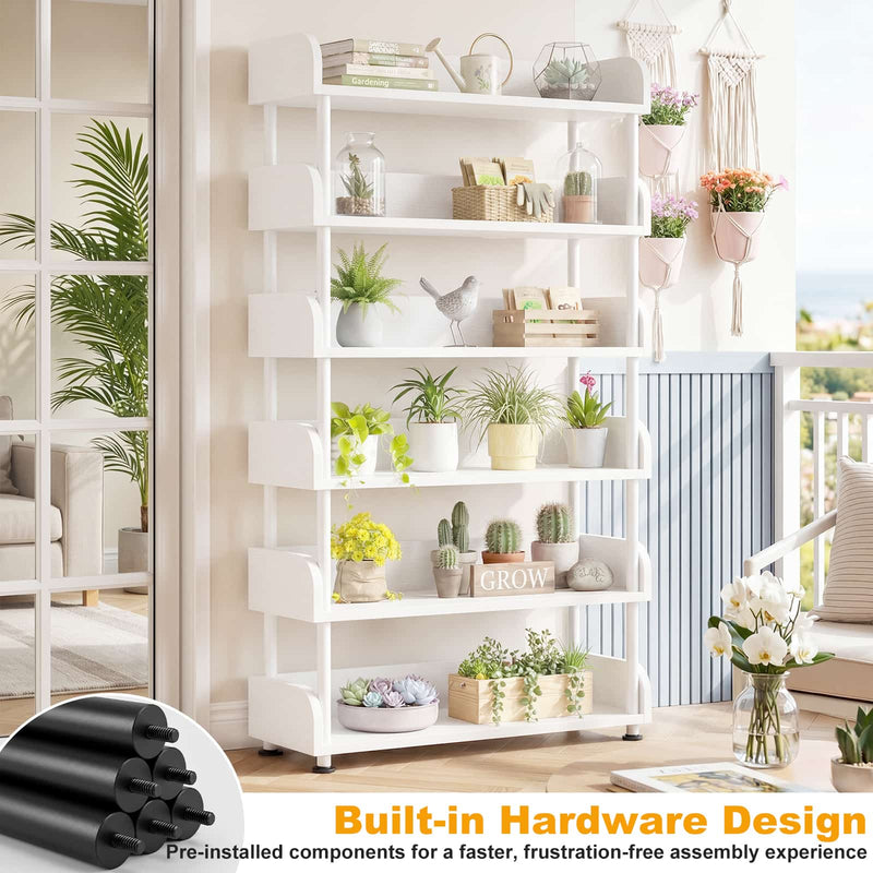31.5"W 6-Tier Modern Open Bookshelf