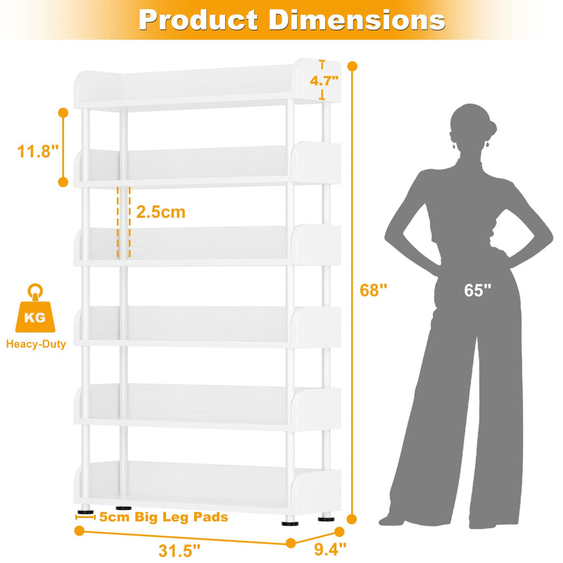 31.5"W 6-Tier Modern Open Bookshelf