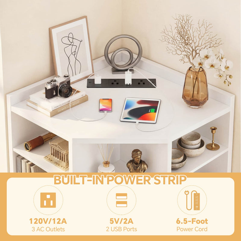 6-Tier 15 Cube Corner Bookshelf with Power Outlets