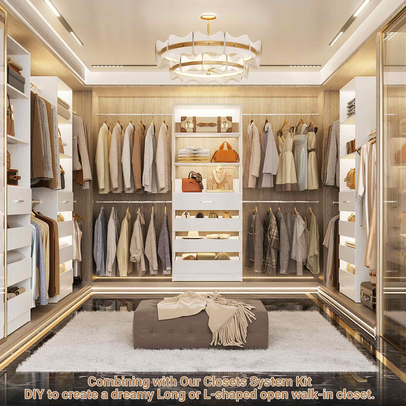 5-6FT Small Walk-in Closet Organizer System with Drawers and Hanging Rods