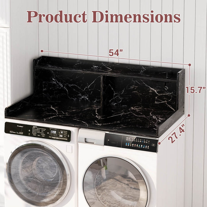 2-Tier Washer and Dryer Countertop with Power Outlets and LED Lights