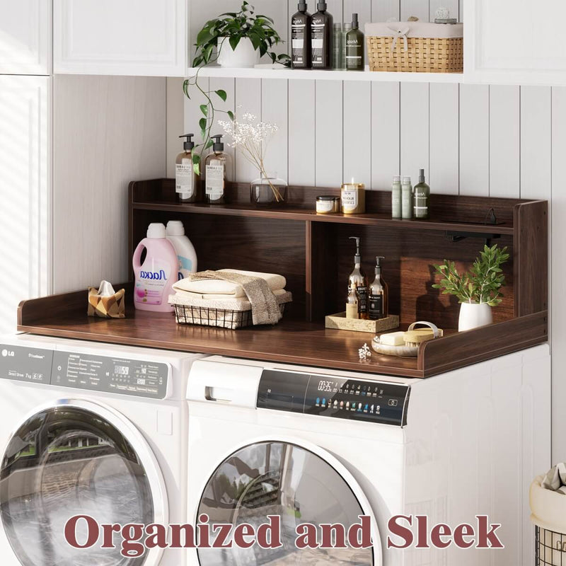 2-Tier Washer and Dryer Countertop with Power Outlets and LED Lights