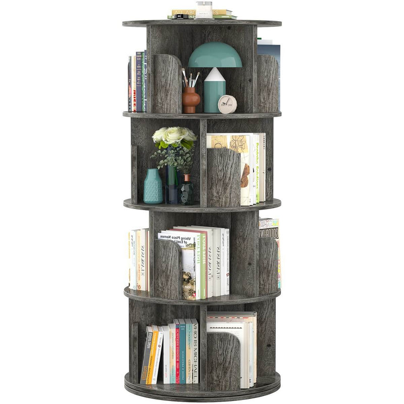 4-Tier Wooden 360 Rotating Bookshelf, Book Organizer Shelf Tower