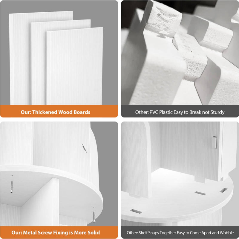 4-Tier Wooden 360 Rotating Bookshelf, Book Organizer Shelf Tower