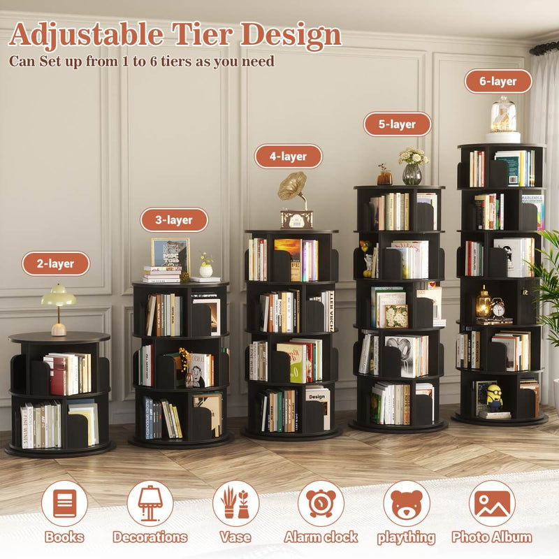 Round 6 Tier 360° Rotating Bookshelf