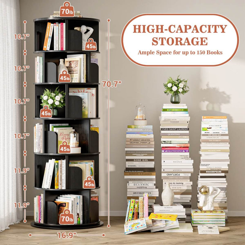 Round 6 Tier 360° Rotating Bookshelf