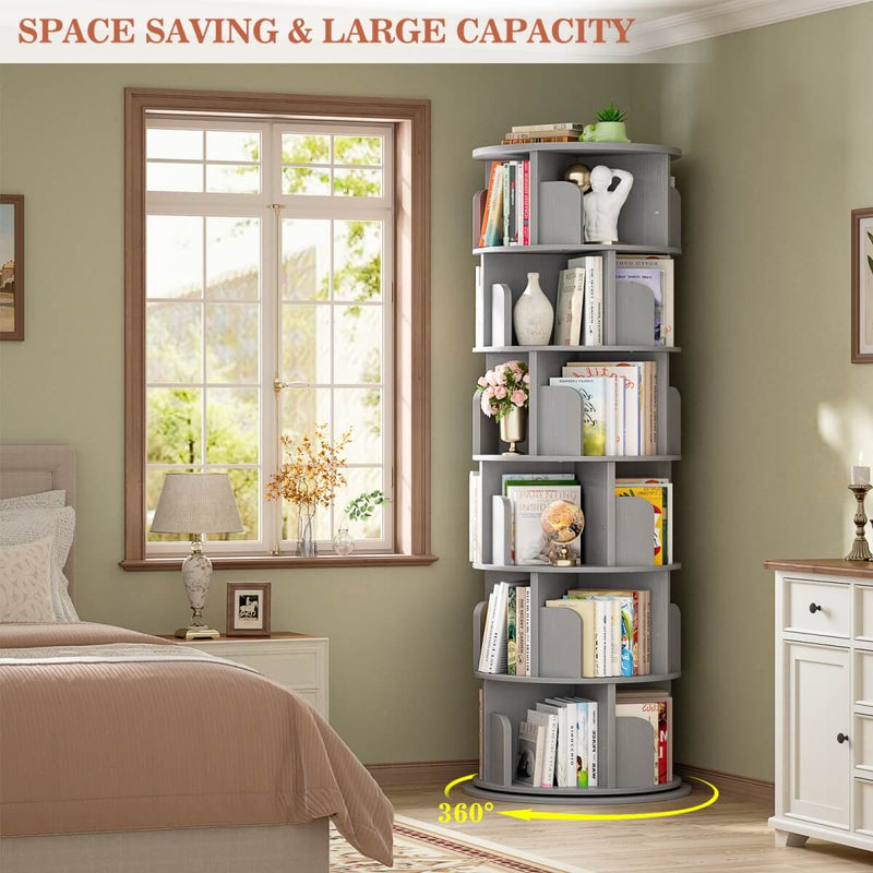 Round 6 Tier 360° Rotating Bookshelf