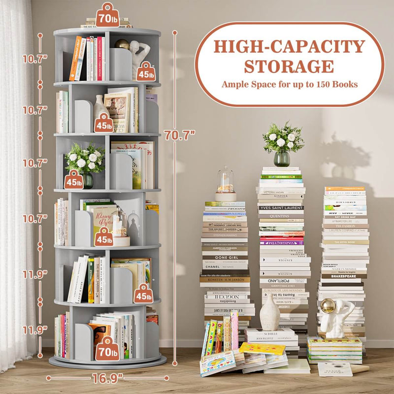 Round 6 Tier 360° Rotating Bookshelf