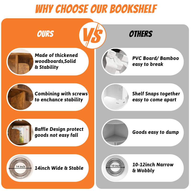 Round 6 Tier 360° Rotating Bookshelf