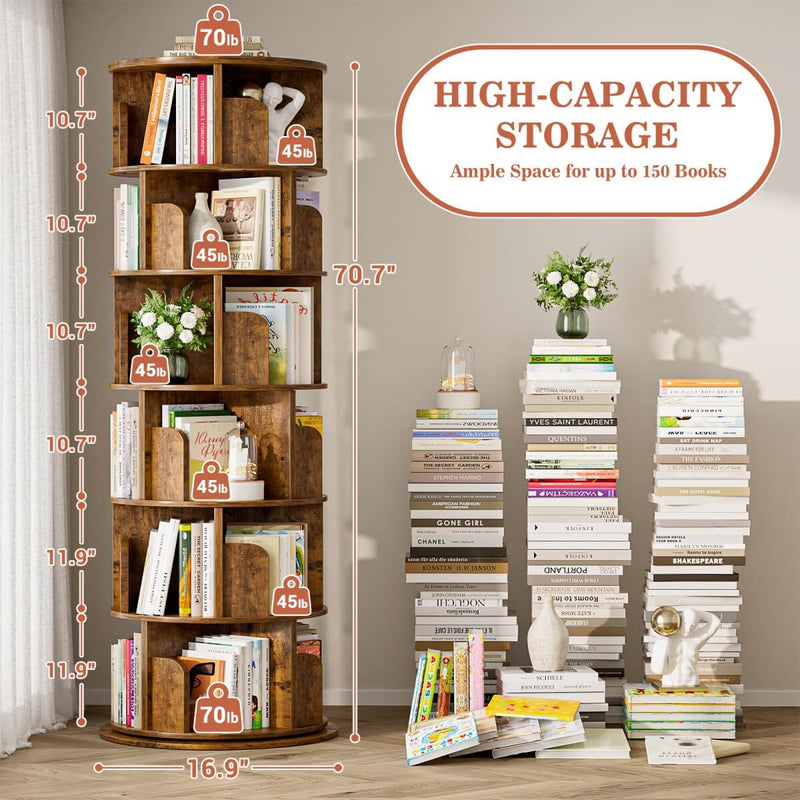 Round 6 Tier 360° Rotating Bookshelf