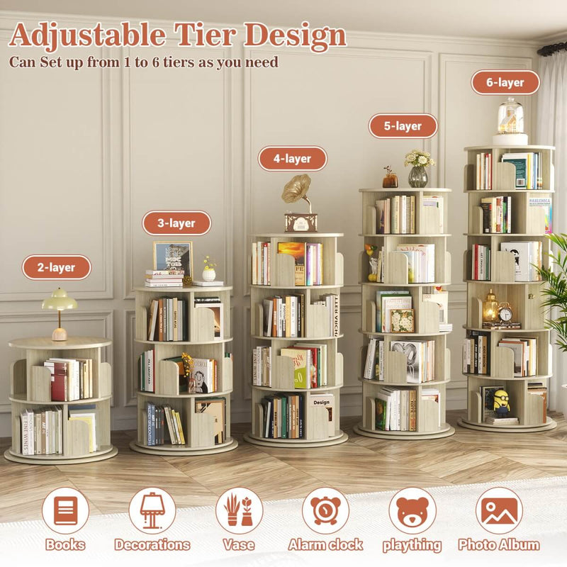 Round 6 Tier 360° Rotating Bookshelf