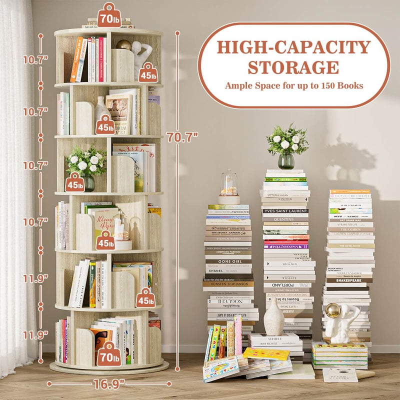 Round 6 Tier 360° Rotating Bookshelf