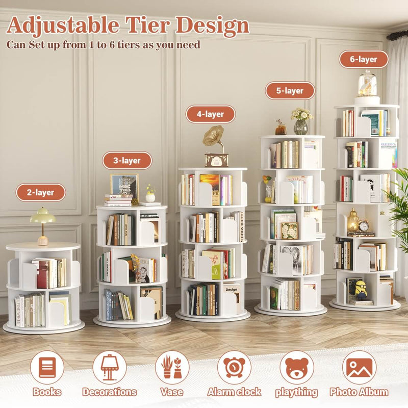 Round 6 Tier 360° Rotating Bookshelf