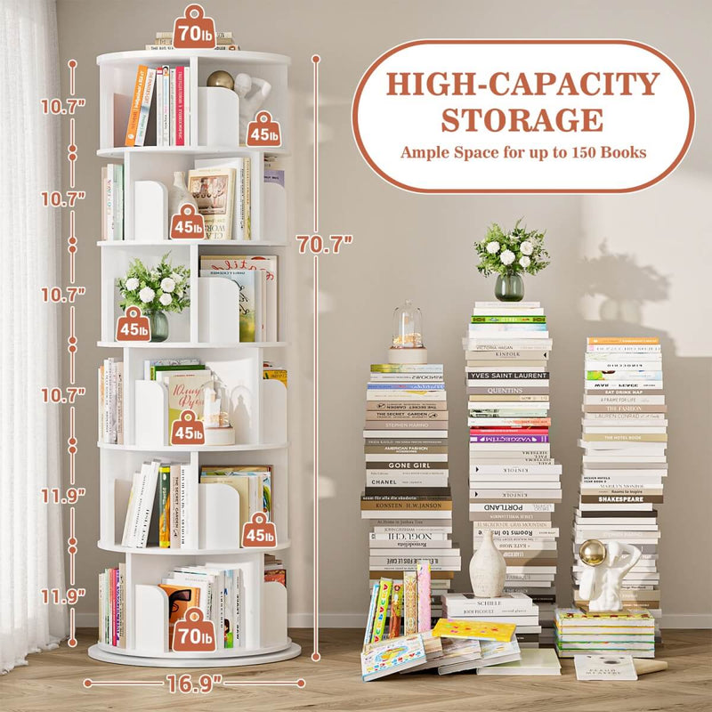 Round 6 Tier 360° Rotating Bookshelf