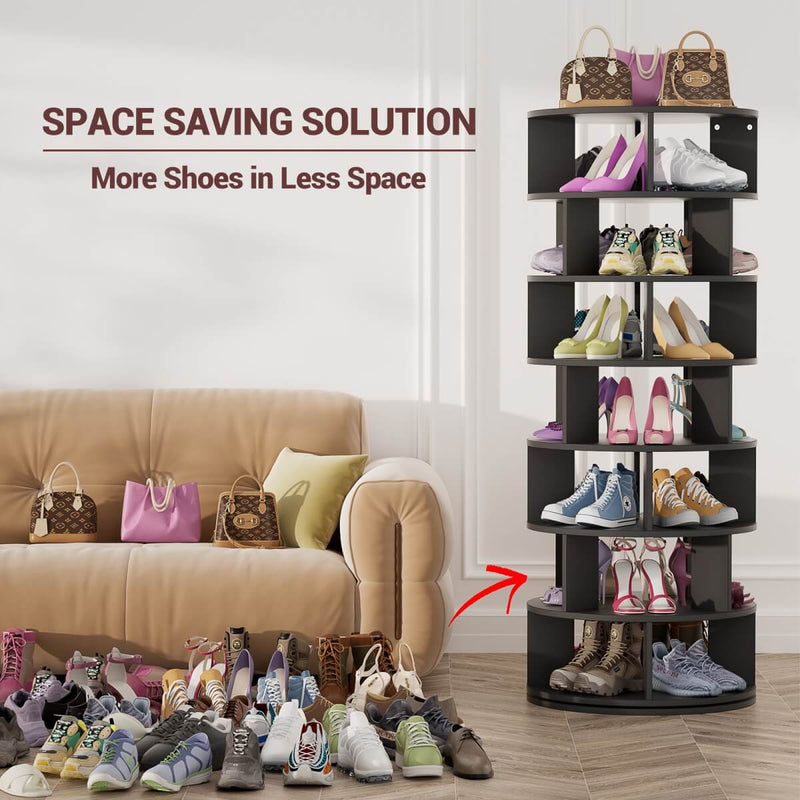 7-Tier Rotating Shoe Rack Tower, Spinning Shoe Storage Organizer Rack