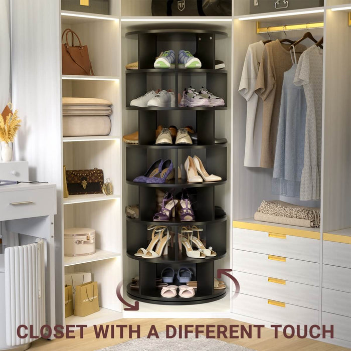 7-Tier Rotating Shoe Rack Tower, Spinning Shoe Storage Organizer Rack