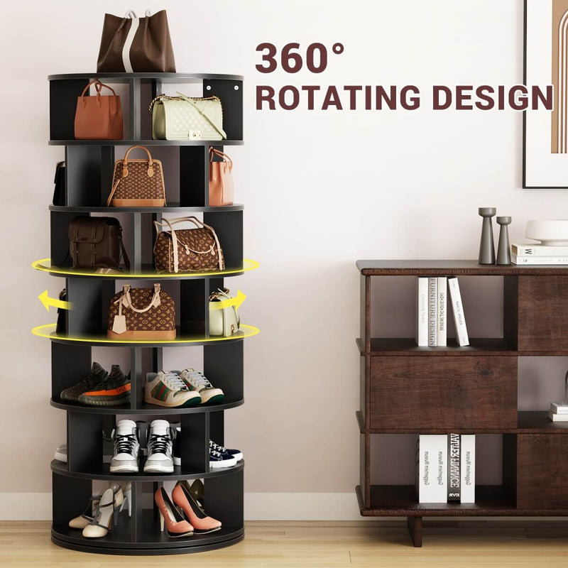 7-Tier Rotating Shoe Rack Tower, Spinning Shoe Storage Organizer Rack