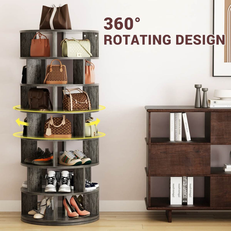 7-Tier Rotating Shoe Rack Tower, Spinning Shoe Storage Organizer Rack