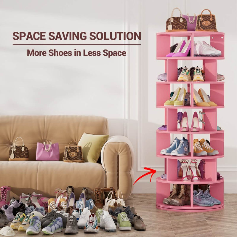 7-Tier Rotating Shoe Rack Tower, Spinning Shoe Storage Organizer Rack