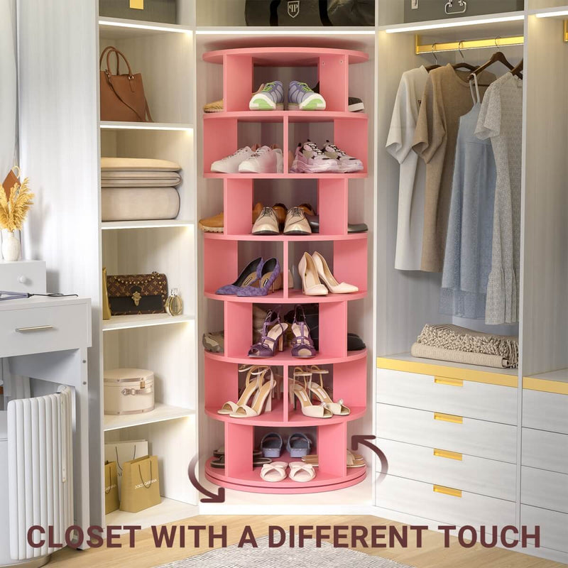 7-Tier Rotating Shoe Rack Tower, Spinning Shoe Storage Organizer Rack