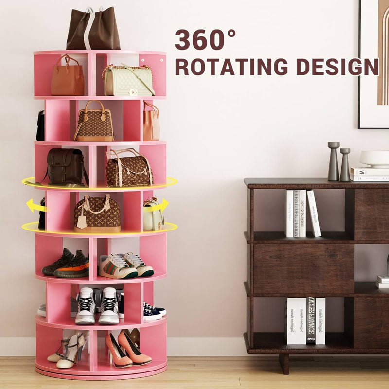 7-Tier Rotating Shoe Rack Tower, Spinning Shoe Storage Organizer Rack