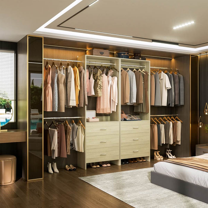 47.4-141.7 inches Adjustable Closet System, 6 Drawers and 6 Hanging Rods