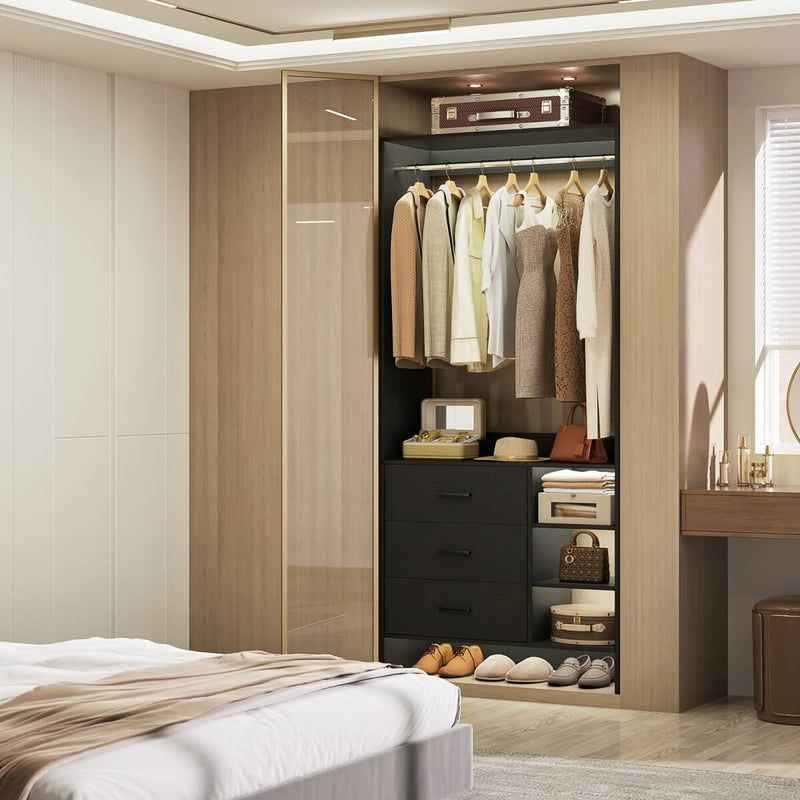 2.5FT Walk in Closet System with 3 Drawers & 1 Hanging Rod