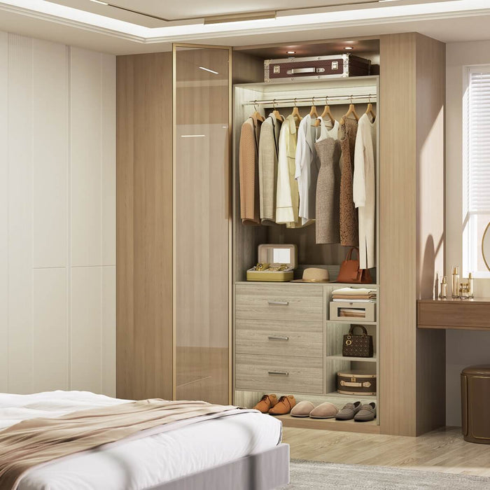 2.5FT Walk in Closet System with 3 Drawers & 1 Hanging Rod