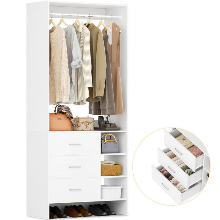 2.5FT Walk in Closet System with 3 Drawers & 1 Hanging Rod