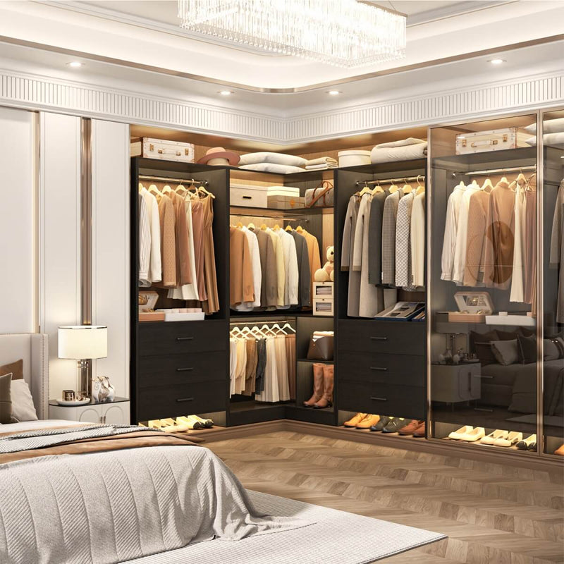 81'' Closet System with 6 Drawers, 4 Hanging Rods & Corner Tower, Set of 3