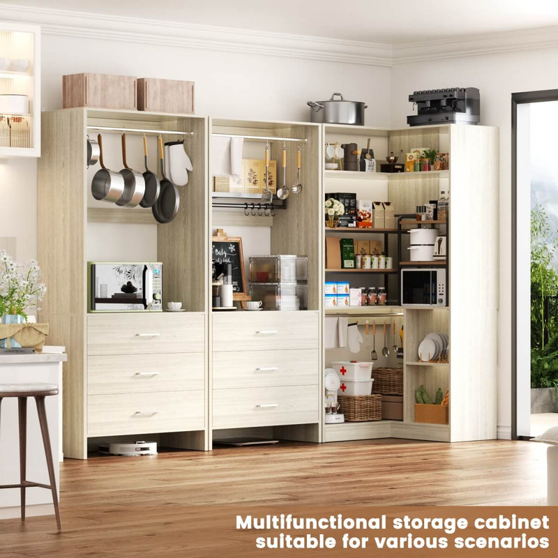 81'' Closet System with 6 Drawers, 4 Hanging Rods & Corner Tower, Set of 3