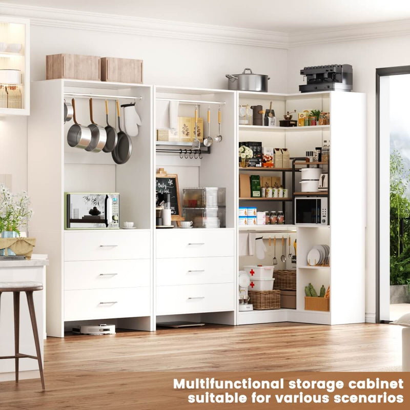 81'' Closet System with 6 Drawers, 4 Hanging Rods & Corner Tower, Set of 3