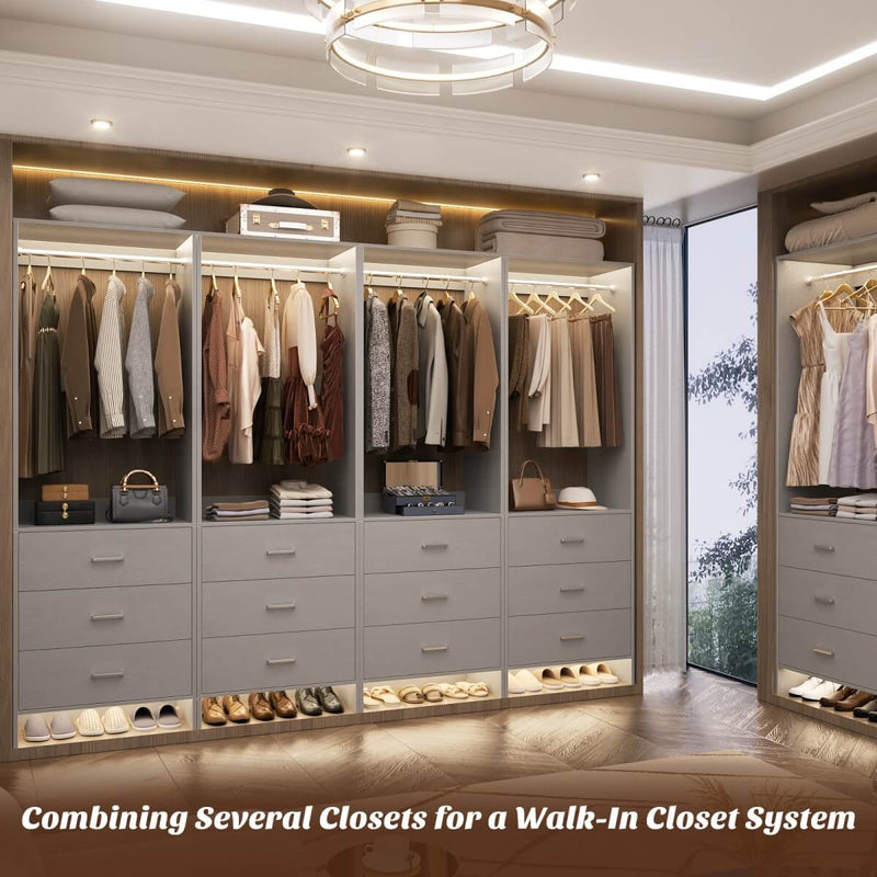 24'' Closet System with 3 Wooden Drawers & 1 Hanging Rod